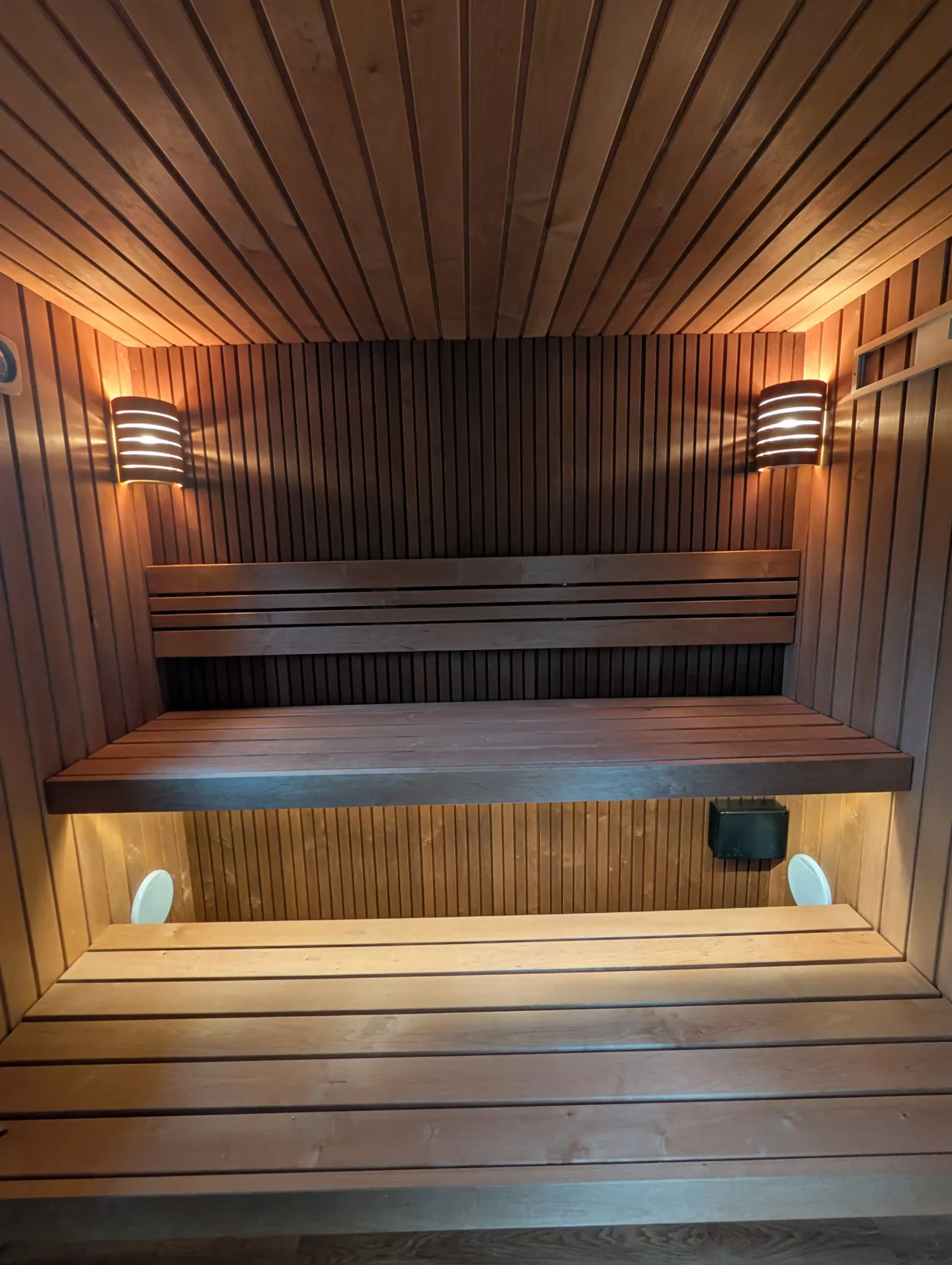 A timber sauna interior by Cedar Spaces